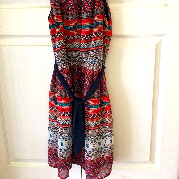 A. Byer Tribal Tunic Dress Red & Blue Patterned - Picture 9 of 9
